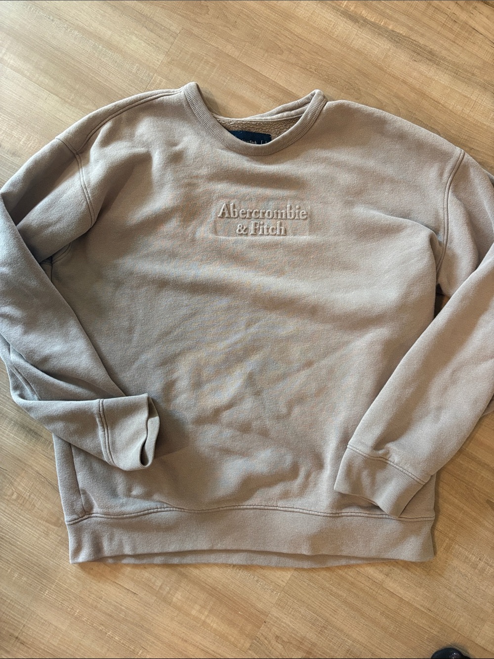 Abercrombie & Fitch Men's Crewneck Sweatshirt in Taupe Large